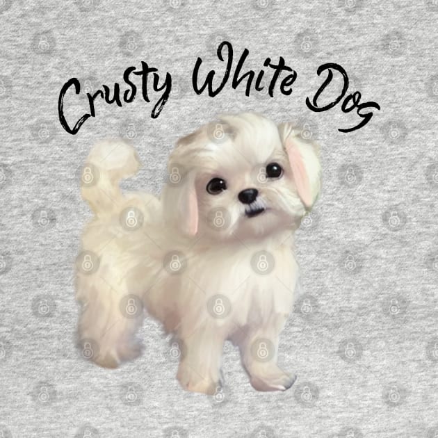 Just A Cute Little Crusty White Dog with Fluffy Curly Hair by Mochabonk